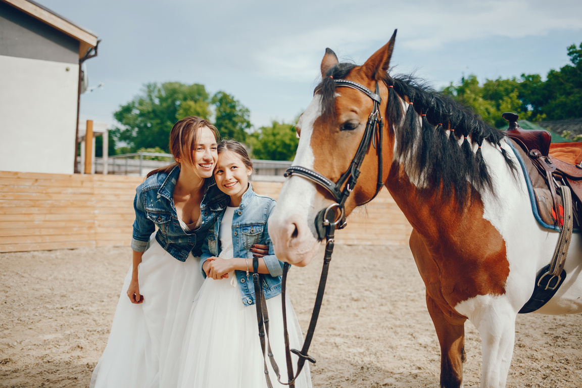 Mother and Daughter with Hourse